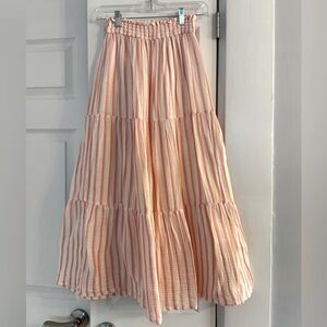Marine Layer Corinne Maxi Skirt Pink/Orange/White Stripe size small